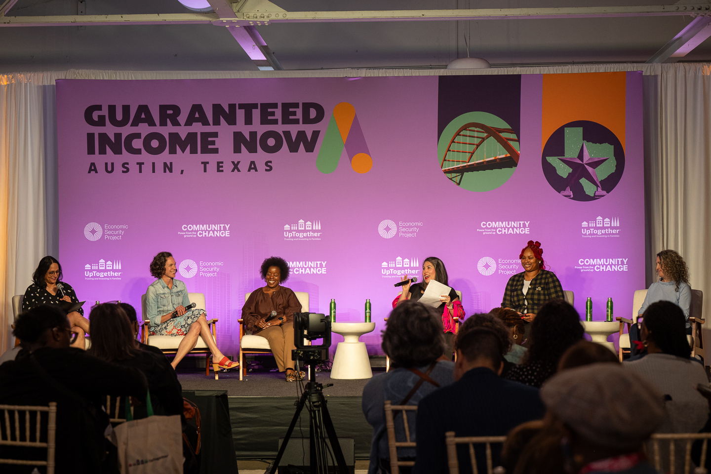 Ashleigh Hamilton and fellow speakers on the Many Ways to Win panel at Guaranteed Income Now 2026